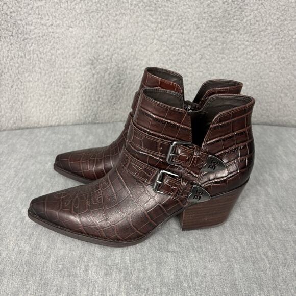 SAM EDELMAN Leather Western Ankle Heel Boots Brown Women's Sz 9.5M - Picture 4 of 14